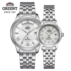 ORIENT Fashion White Couple Watches, A Pair Of Korean Version Of The Trend Of Steel Belt Lovers Watch Men Watch Waterproof Watch