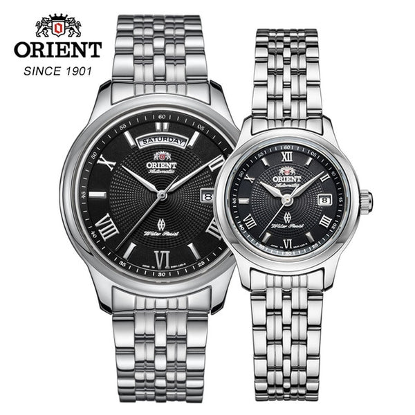 ORIENT Fashion White Couple Watches, A Pair Of Korean Version Of The Trend Of Steel Belt Lovers Watch Men Watch Waterproof Watch