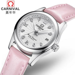 Carnival switzerland sapphire mechanical women watch luxury brand genuine leather waterproof watches women reloj bayan kol saati