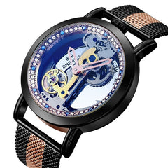 Skeleton Sapphire Crystal Women Mechanical Watch Luxury Brand Steel Women Automatic Mechanical Watch Women Diamond Watch Men