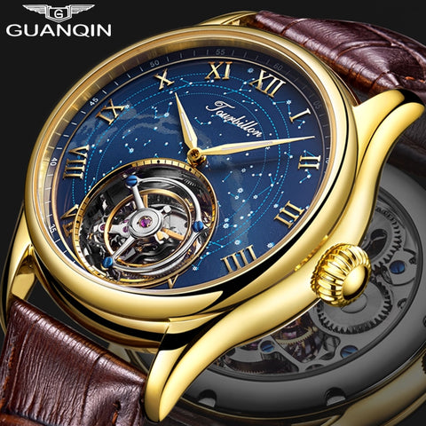 Tourbillon GUANQIN 2019 New Men watches real Tourbillon clock top brand luxury Hand Wind mechanical watch Relogio Masculino