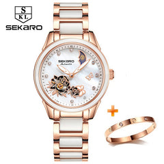 Sekaro Ceramic Women Watch 2019 Butterfly Design Ladies Mechanical Automatic Watches Luxury Brand Sapphire Crystal Women's Watch