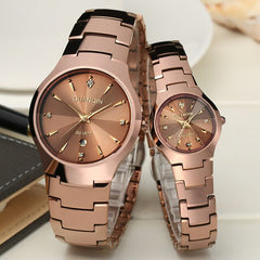 GUANQIN Fashion Couple Watches Set Men Women Lovers Watch  Date Luxury Gold Tungsten Quartz Watch Men Women Clock Watches