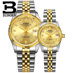 Genuine Luxury BINGER Brand Men Women automatic mechanical self-wind couple watch waterproof steel business casual fashion table