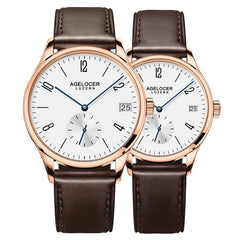 Agelocer Switzerland brand Casual lovers watches couple 2 pieces stainless steel Men Women Couple Wrist watches with watch box