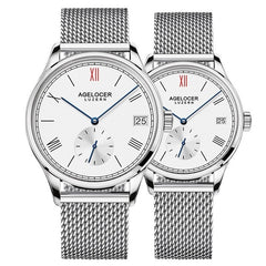 Agelocer Switzerland brand Casual lovers watches couple 2 pieces stainless steel Men Women Couple Wrist watches with watch box